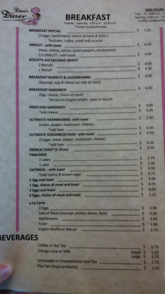 Diana's Diner 1/2 Omelet